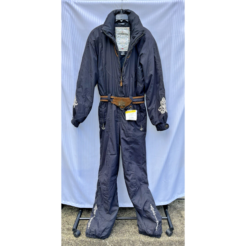 Women's 10 Obermeyer Black One-Piece Ski Suit Snowsuit Snowboard Embroidered